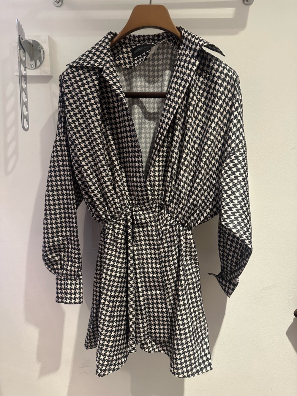 Norma Kamali Black and White Houndstooth Mini Dress